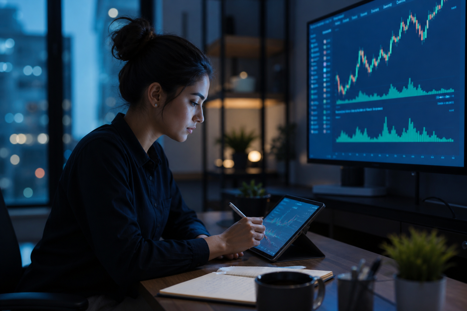Professional studying digital asset markets